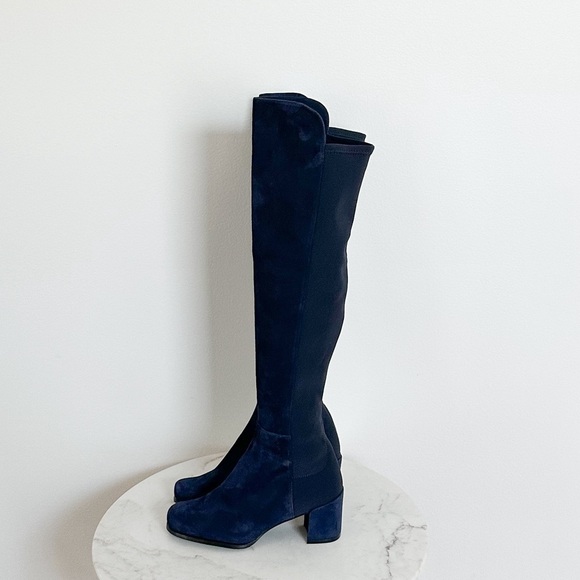 Stuart Weitzman NEW 5050 City Block Over the Knee Blue Suede Size 4.5 US 35 EU - Picture 8 of 10